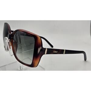 Chloé Oversized Tortoiseshell Sunglasses Green Gradient Lenses Made in Italy K9